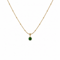 Round Green Stone Gold Necklace