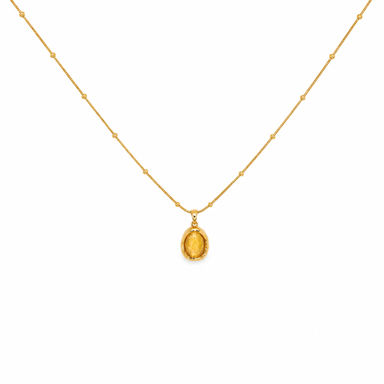 Cream Bezel Gold Necklace