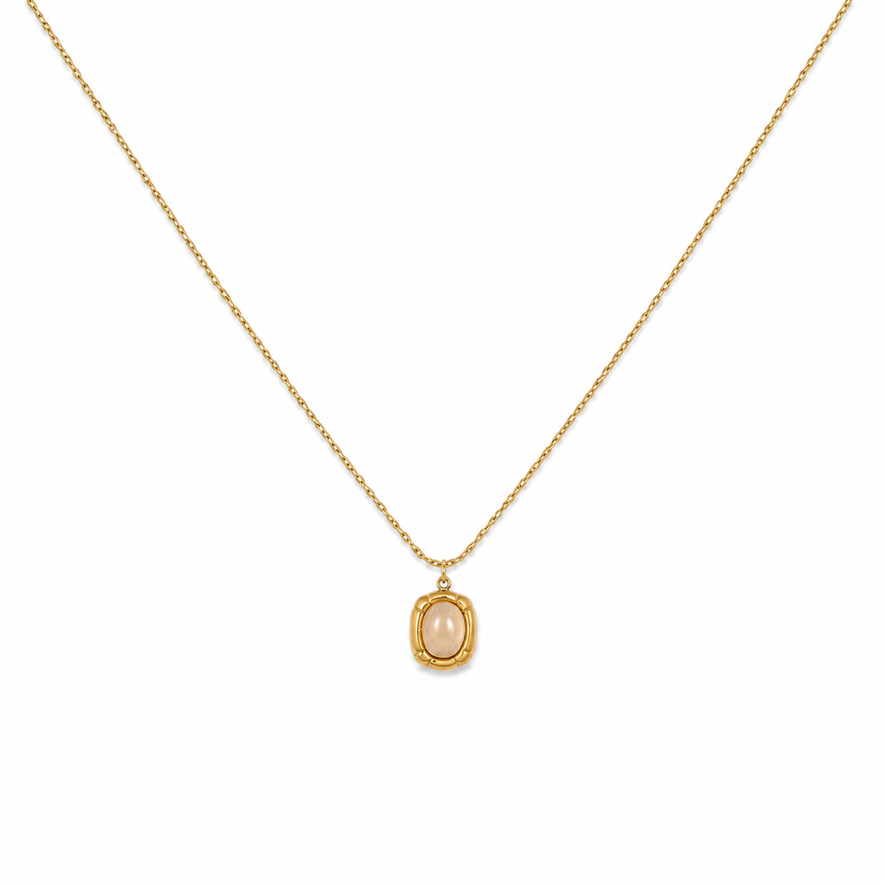 Cream Oval Gold Necklace