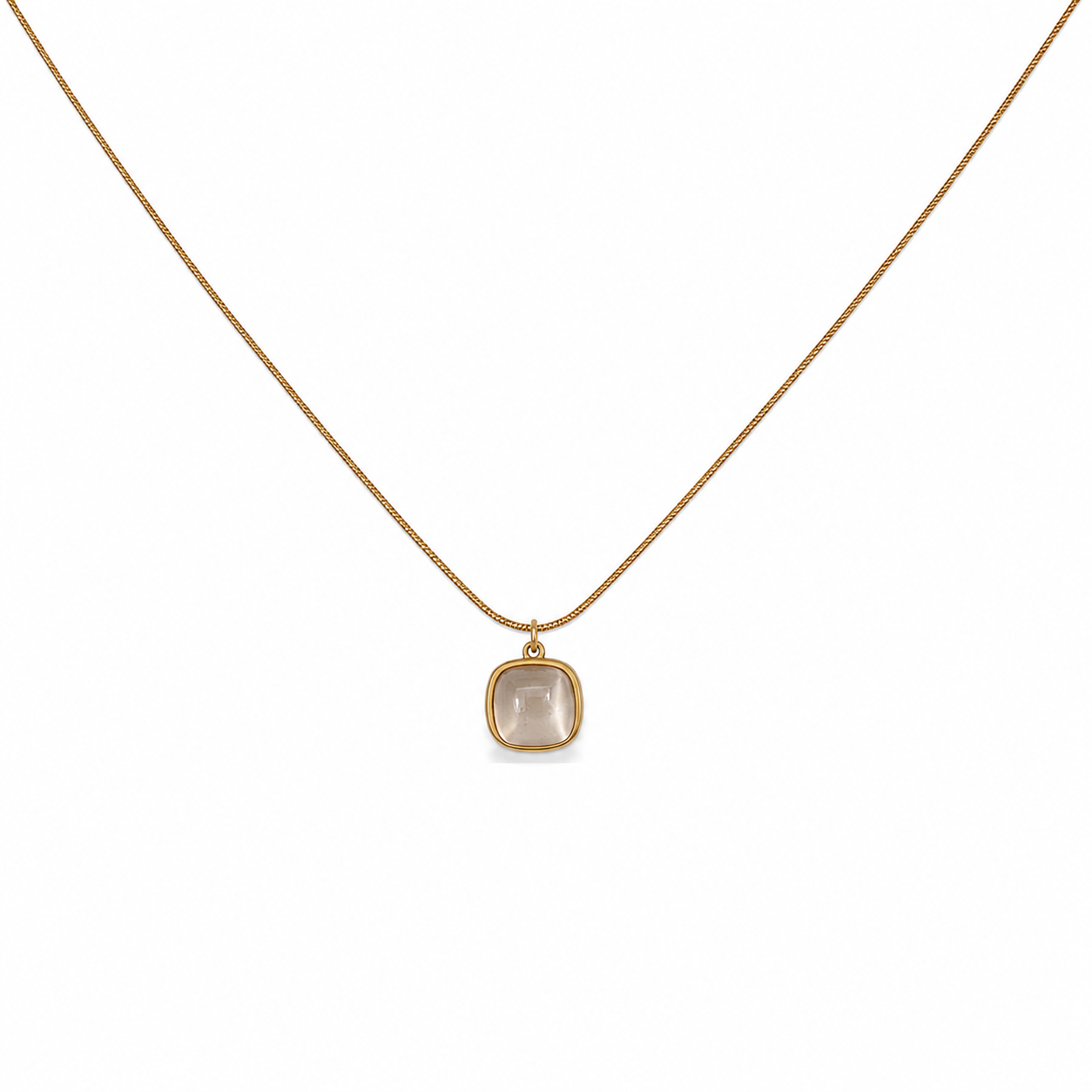 Cream Square Gold Necklace
