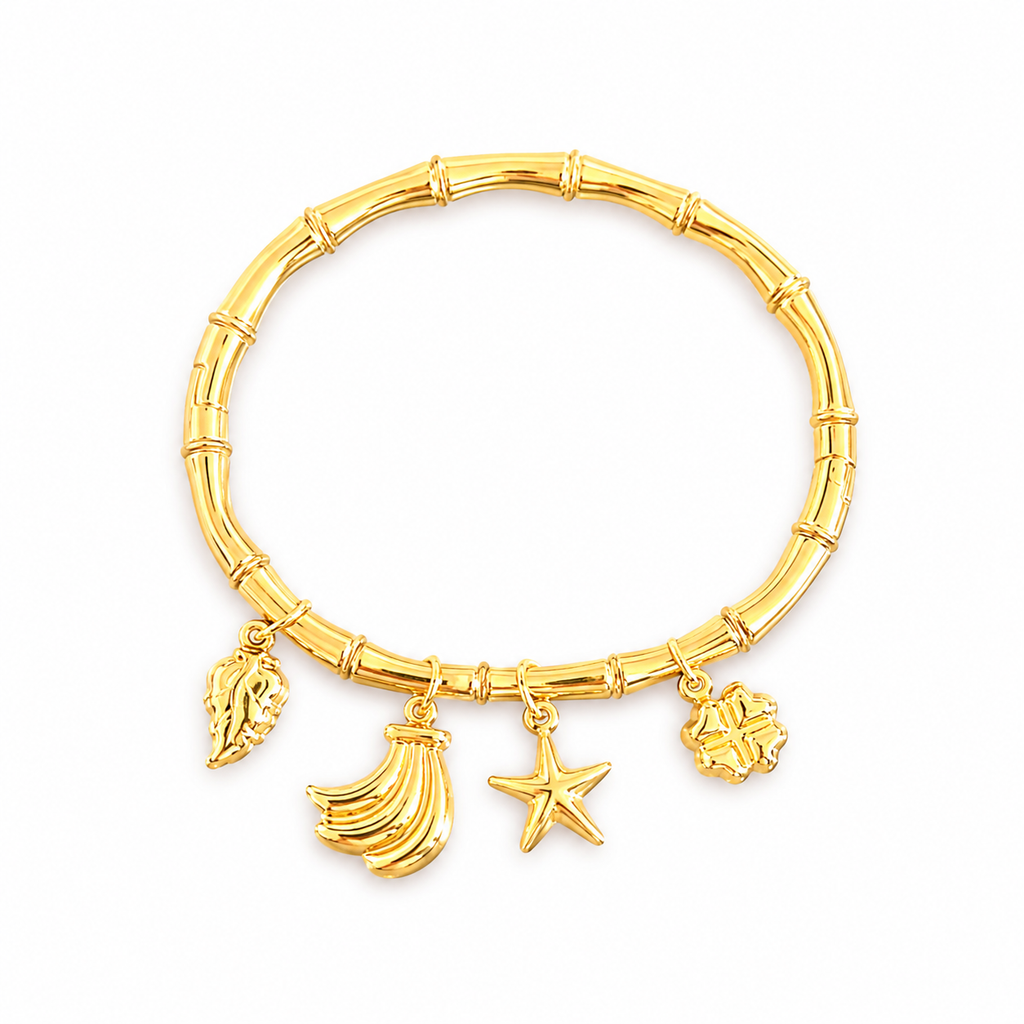 Bamboo & Bliss Charm Bangle Bracelet