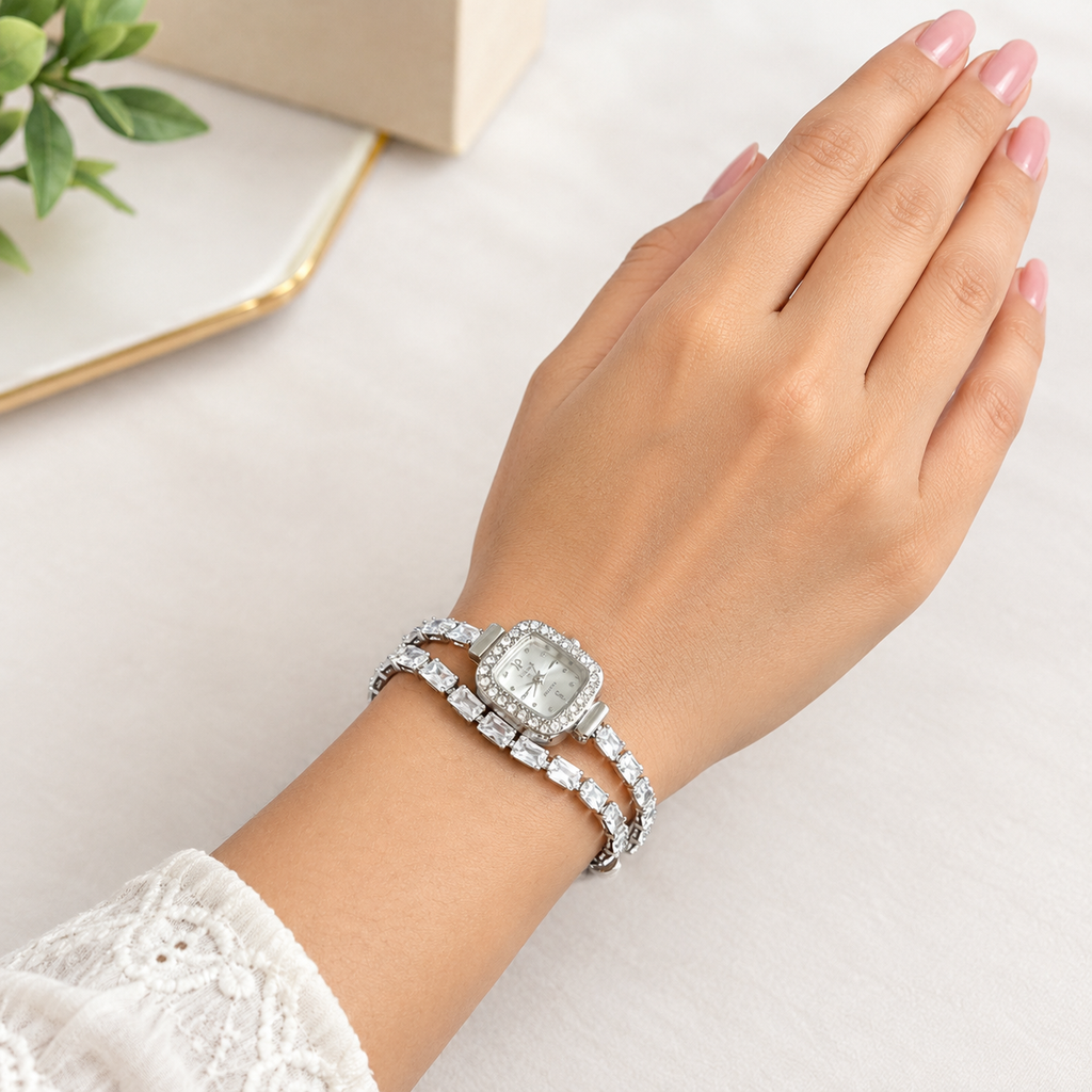 Silver Tennis Bracelet Watch