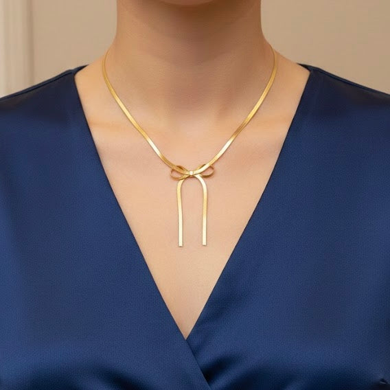 Gold Bow Necklace