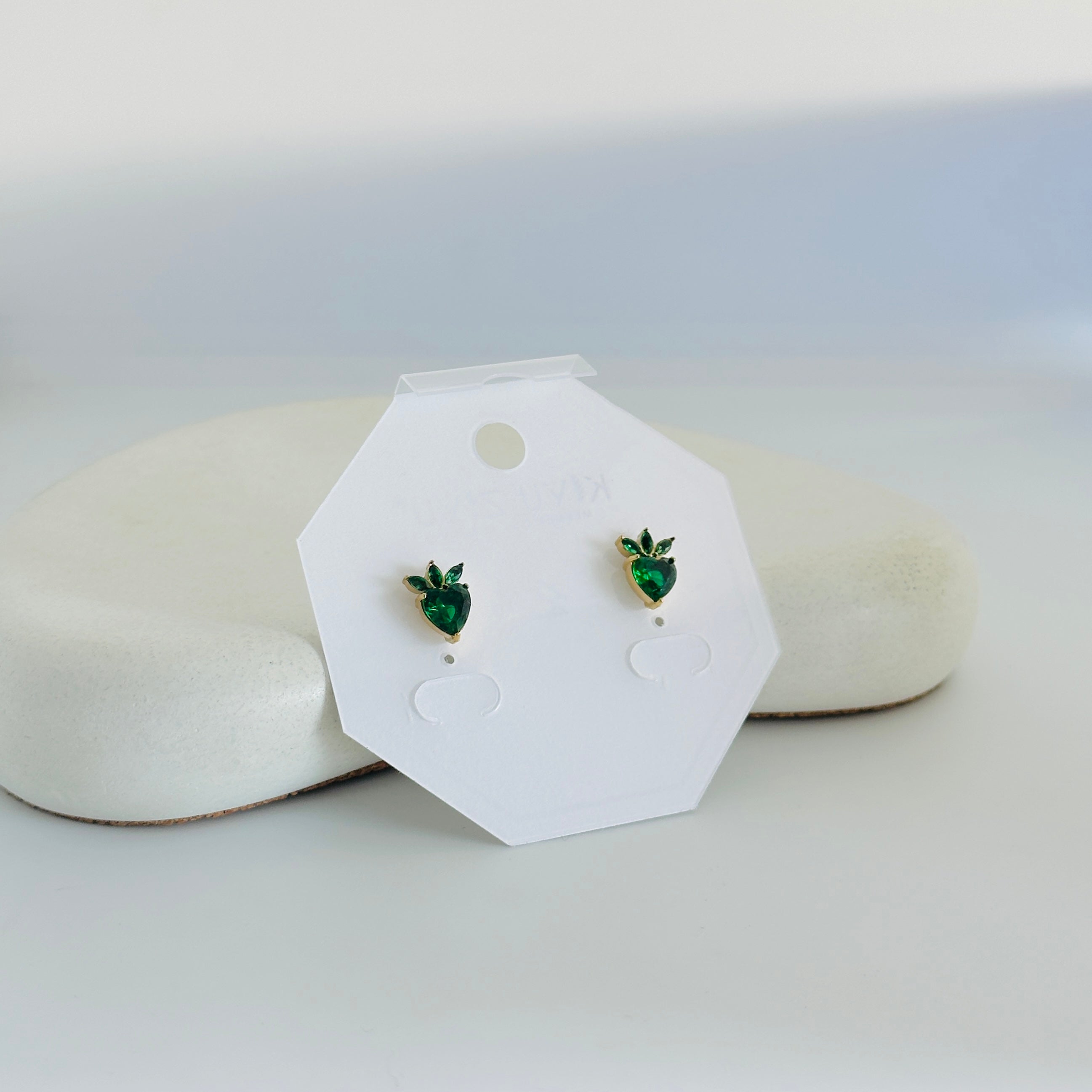 Green Stone Gold Earrings