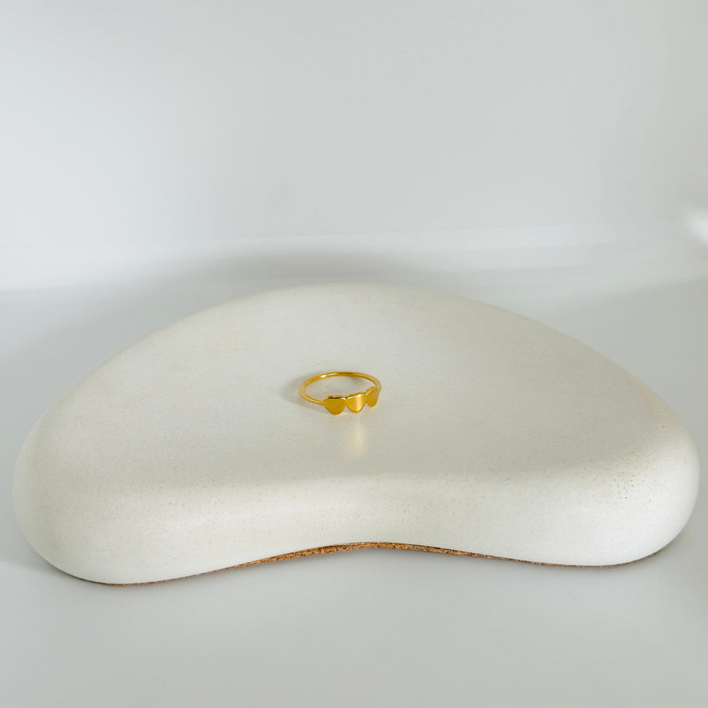 Tri Heart Gold Ring
