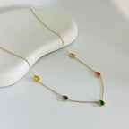 Flora Multi Stones Gold Necklace