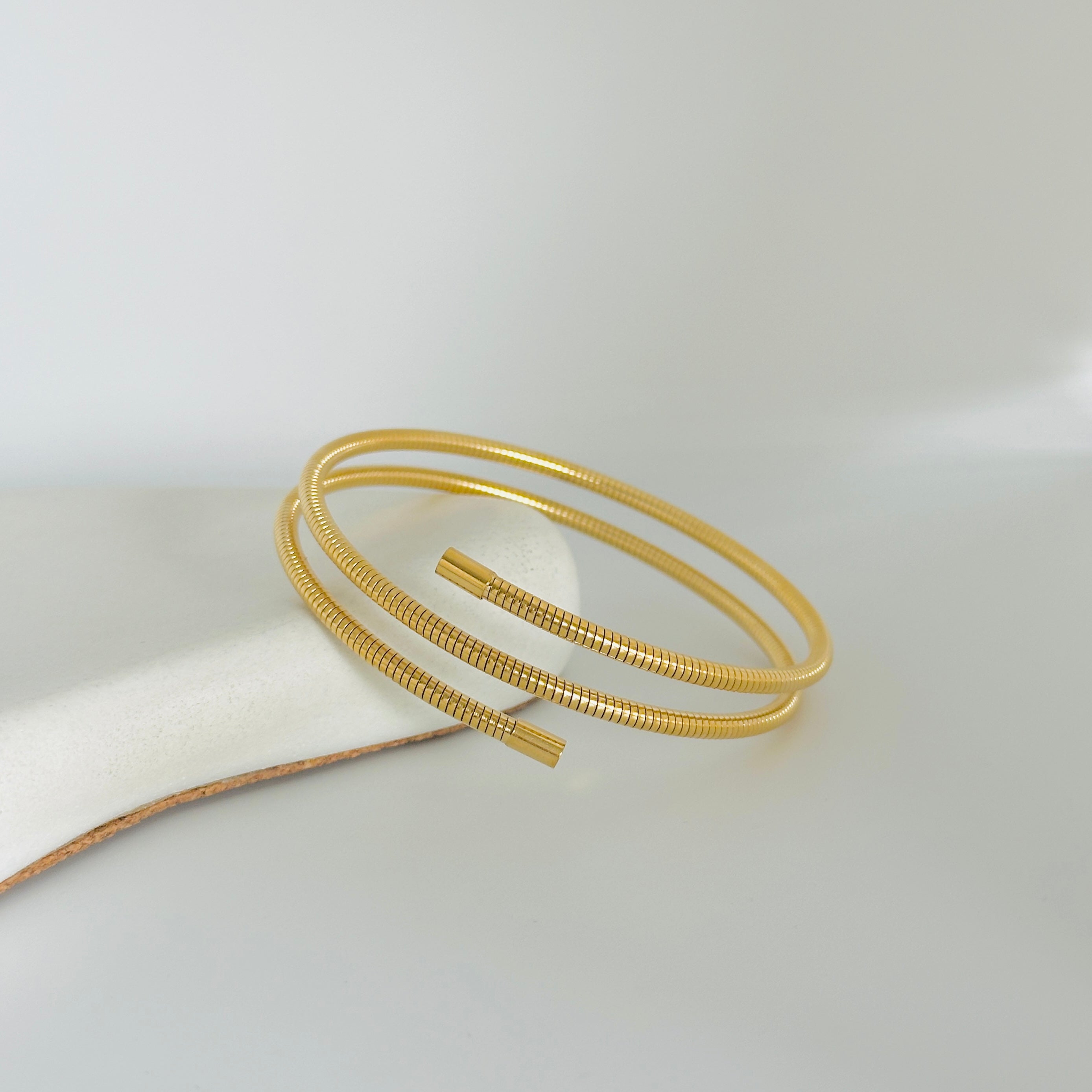 Spiral Gold Bangle Bracelet (Free Size)