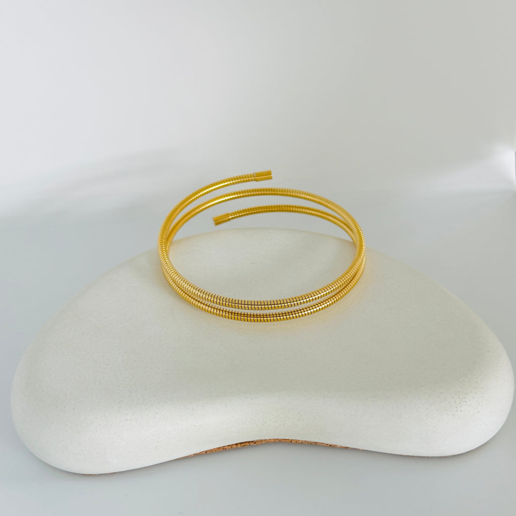 Spiral Gold Bangle Bracelet (Free Size)