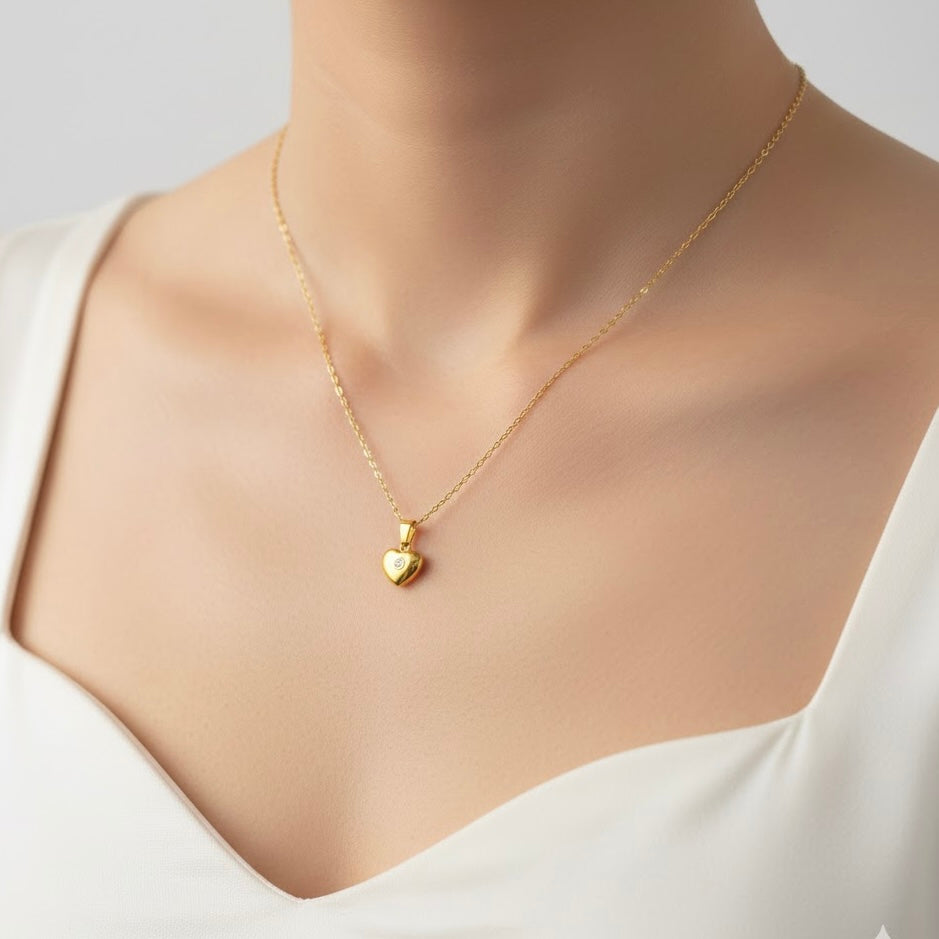 Tiny Heart Stone Gold Necklace