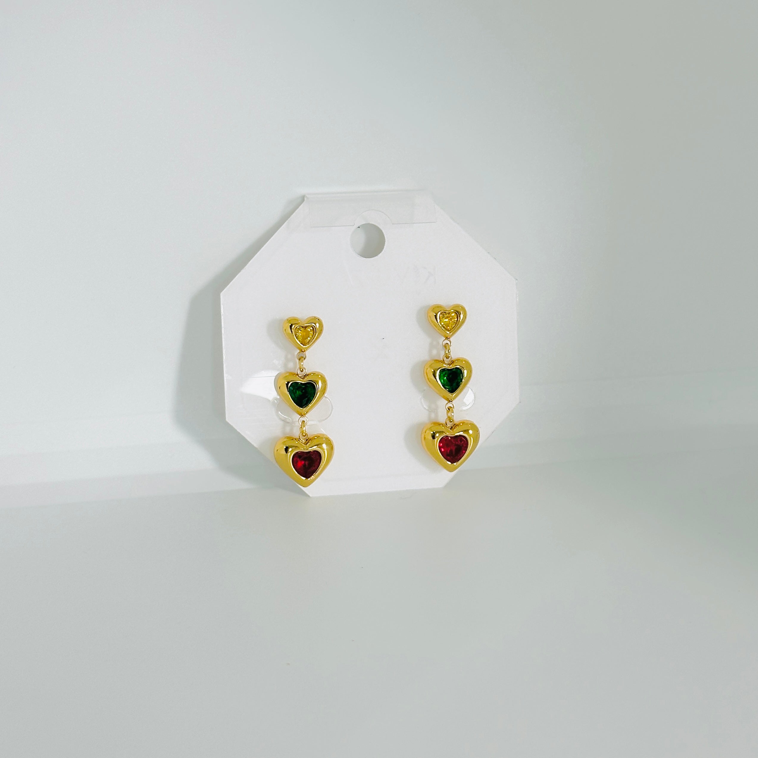 Multi Hearts Gold Earrings