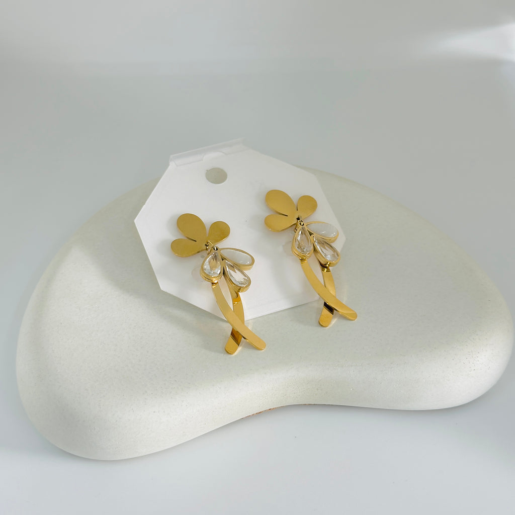 Daisy Cross Gold Earrings