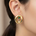 Green Ema Gold Earrings