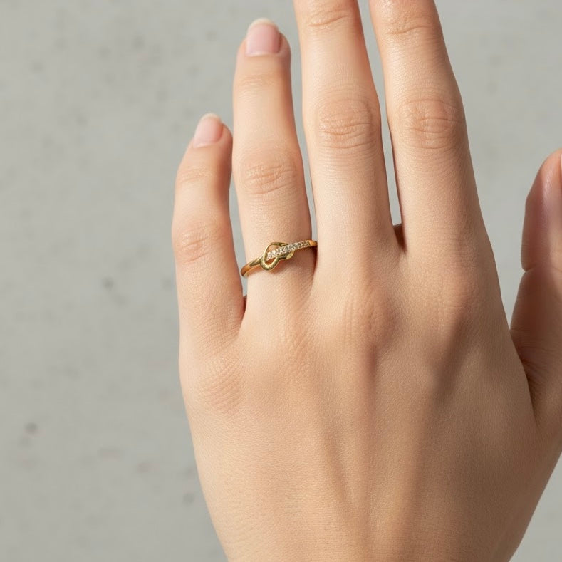 Heart Stones Gold Ring