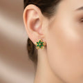 Green Daisy Gold Earrings