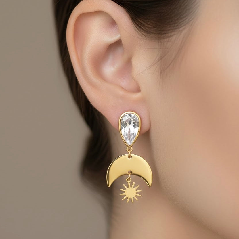 Moon & Sun Gold Earrings