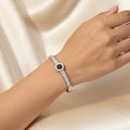 Roman Stones Silver Bangle Bracelet (Free Size)