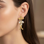 Daisy Cross Gold Earrings