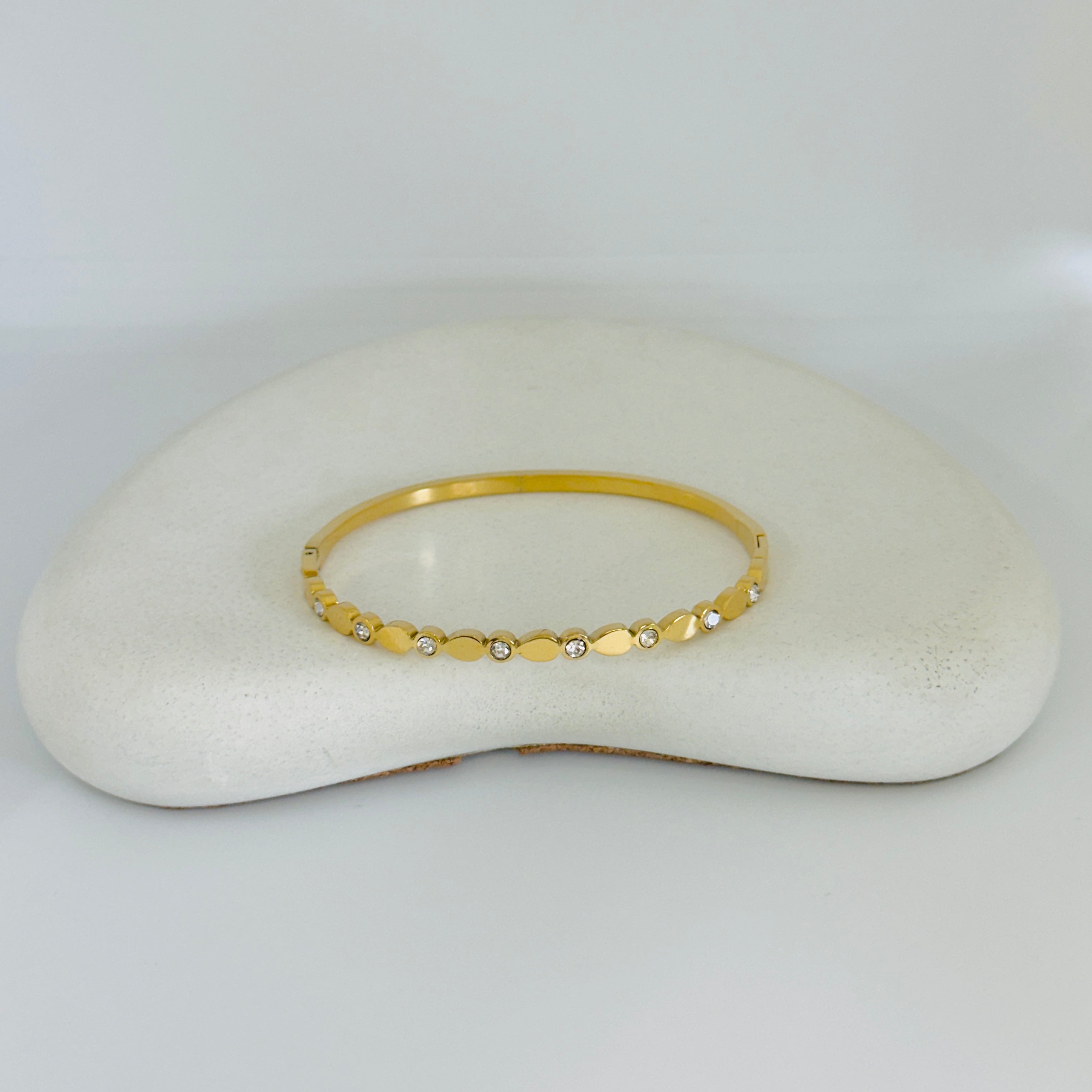 Clara Stones Gold Bangle Bracelet (Free Size)