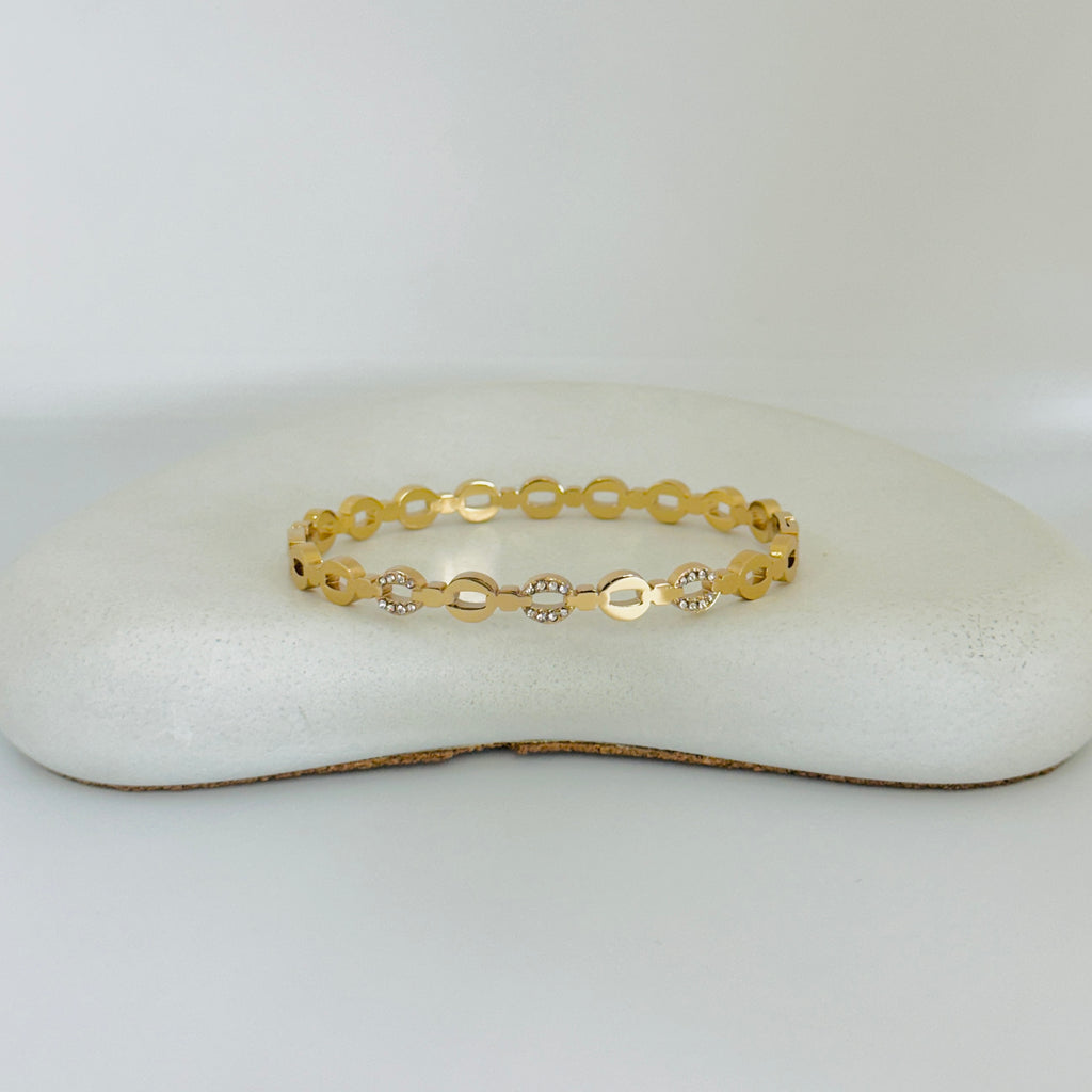 Flora Gold Bangle Bracelet (Free Size)