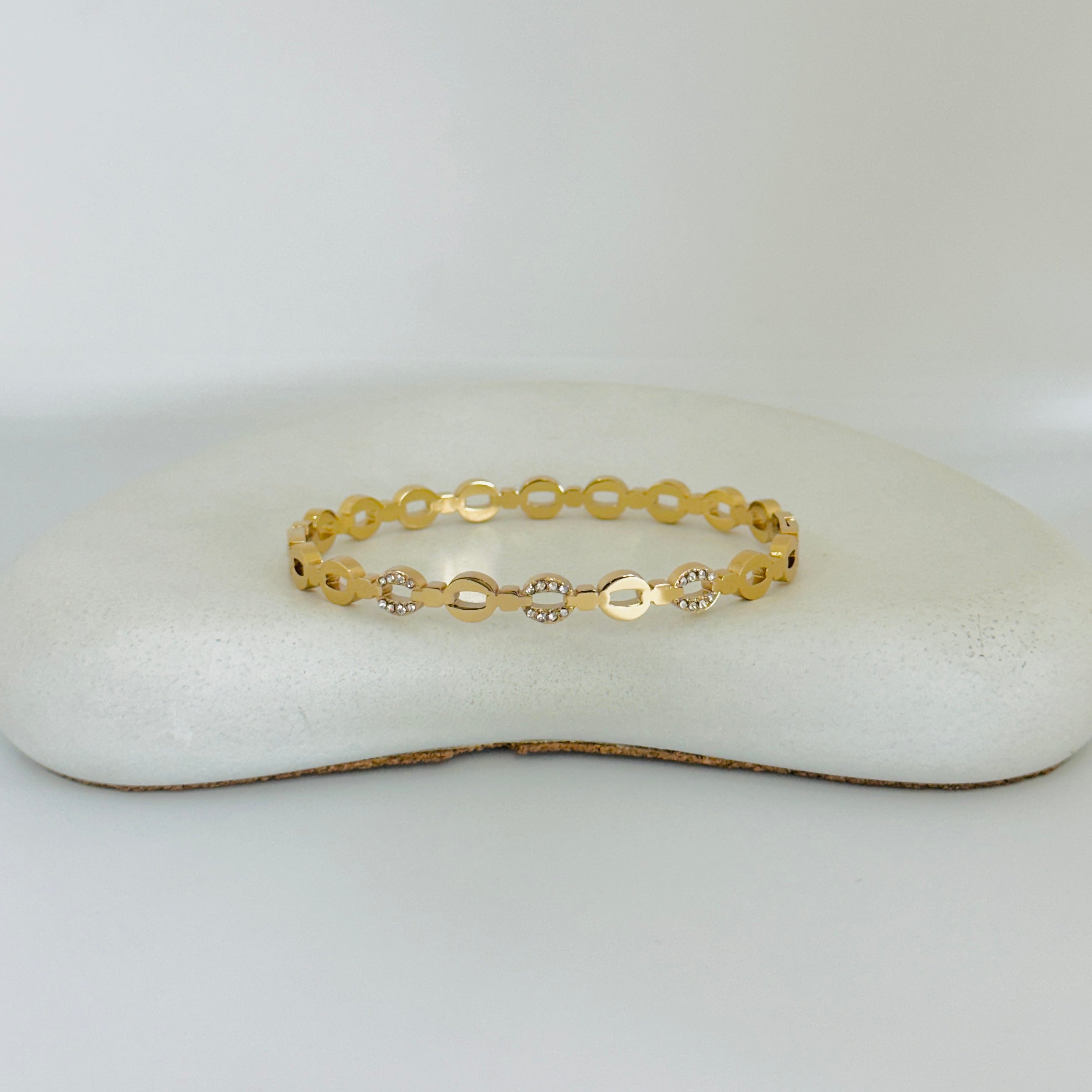 Flora Gold Bangle Bracelet (Free Size)