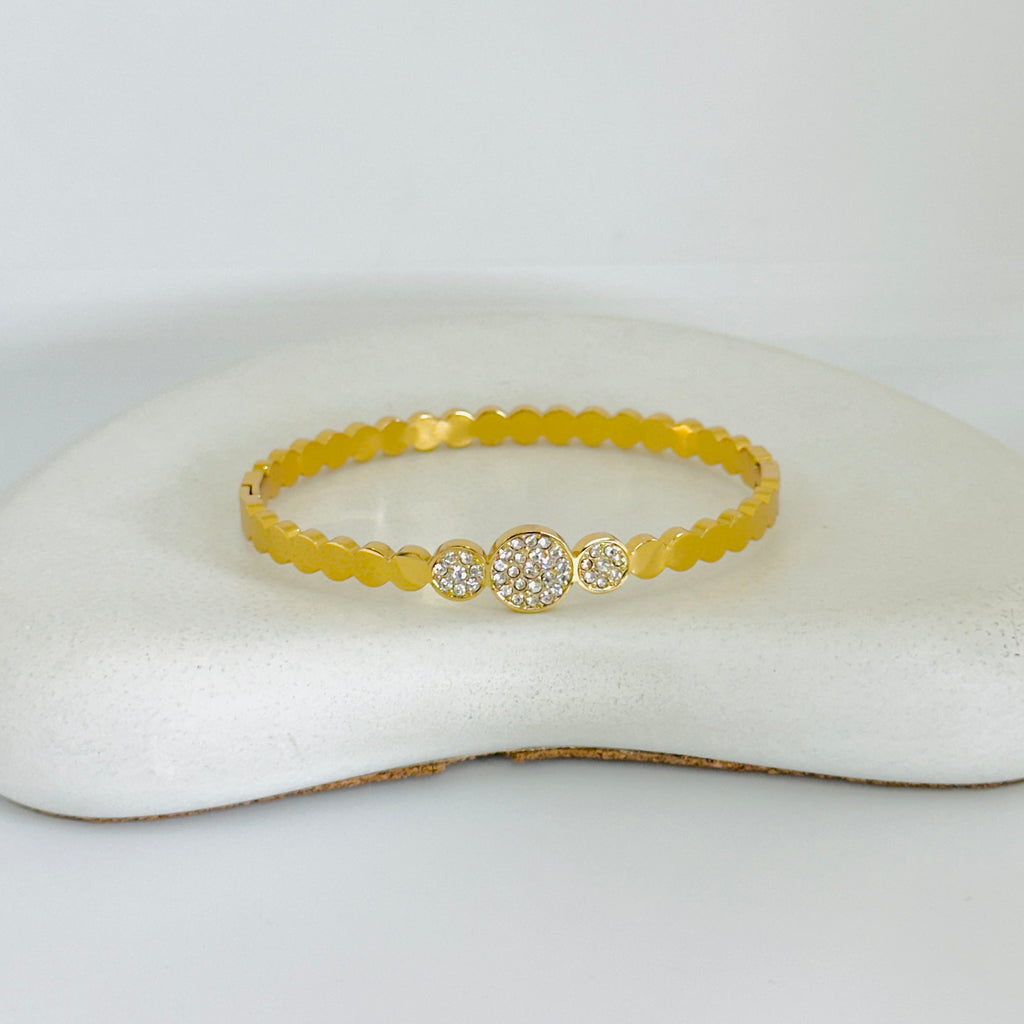 Zia Stones Gold Bangle Bracelet (Free Size)