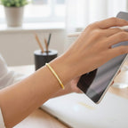 kiva Stones Gold Bangle Bracelet (Free Size)