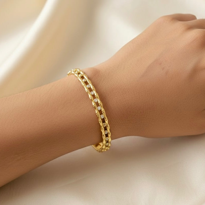 Arlo Gold Bangle Bracelet (Free Size)