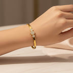 Zia Stones Gold Bangle Bracelet (Free Size)