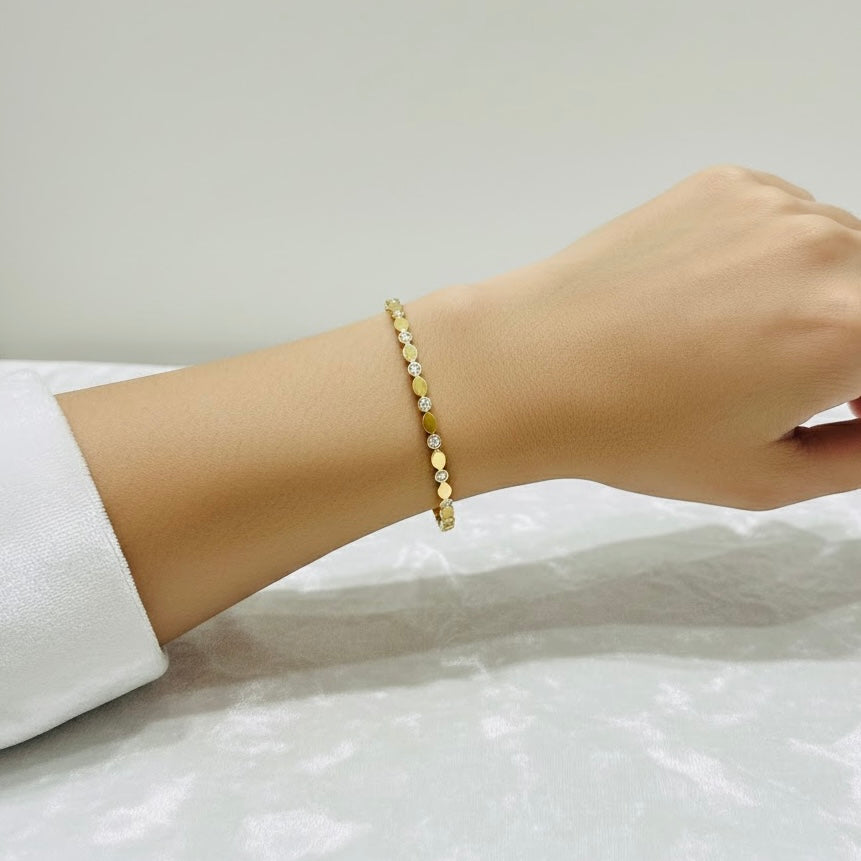 Clara Stones Gold Bangle Bracelet (Free Size)