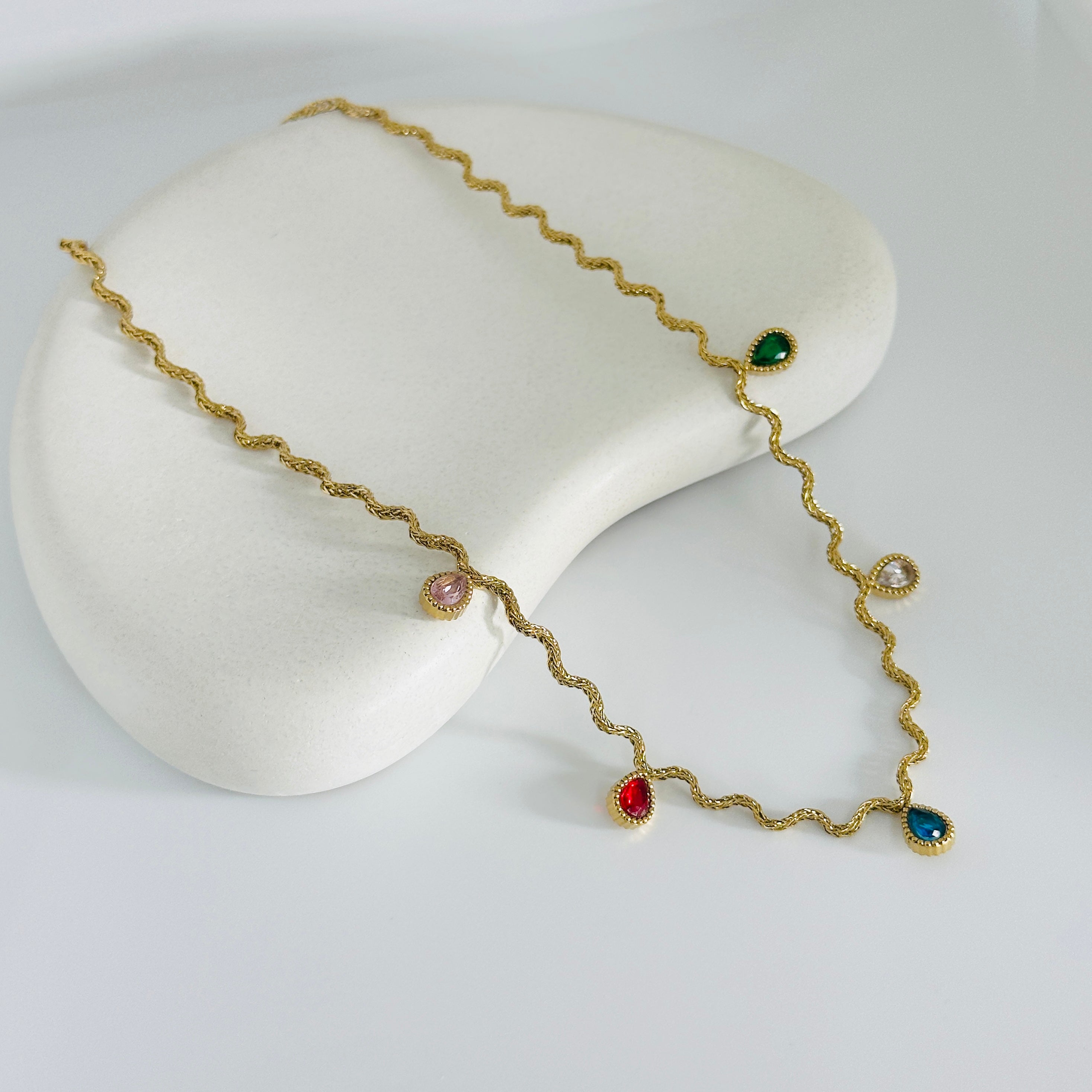 Iris Multi Stones Gold Necklace