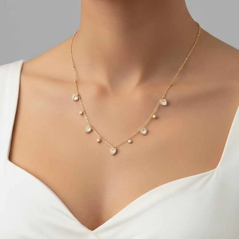 Slova White Stone Falls Gold Necklace