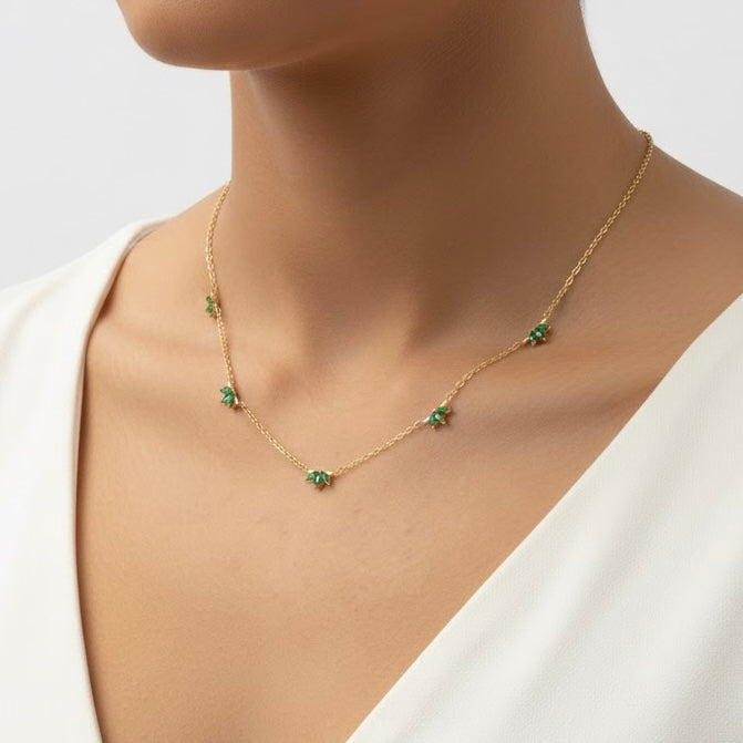 Elerai Green Stone Gold Necklace