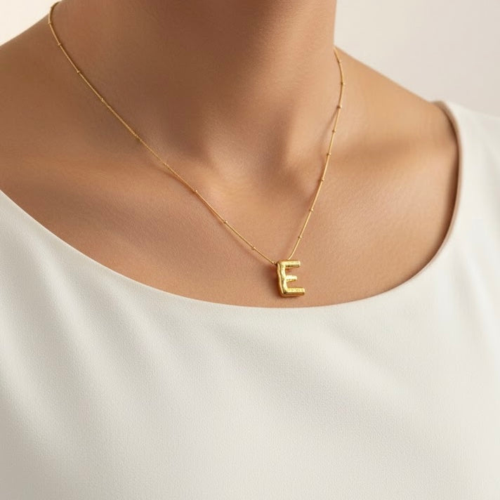 'E' Gold Necklace