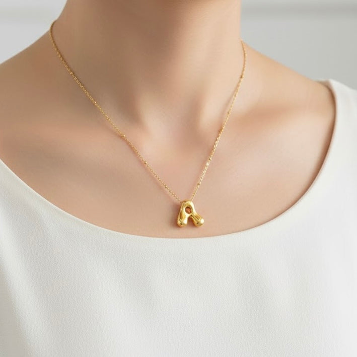 'A' Gold Necklace