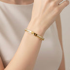 Elowen Stones Gold Bangle Bracelet (Free Size)