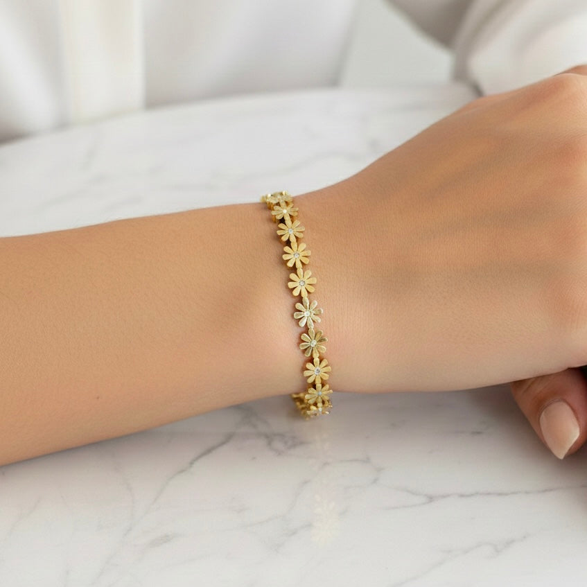 Snow Gold Bangle Bracelet (Free Size)