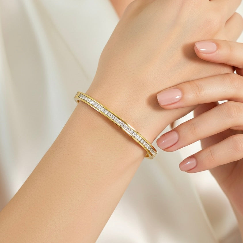 Sloge Stones Gold Bangle Bracelet (Free Size)