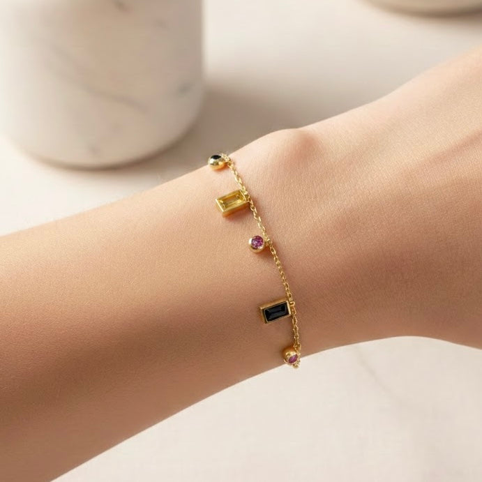 Faela Multi Stone Gold Bracelet