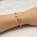 Nina Stones Rose Gold Bangle Bracelet (Free Size)