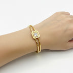 Jenna Stones Gold Bangle Bracelet (Free Size)