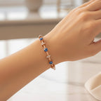 Evil Eye Rose Gold Bangle Bracelet (Free Size)