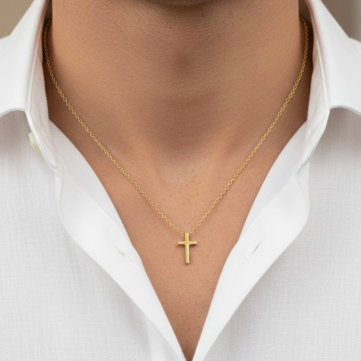 Unisex Cross Gold Necklace