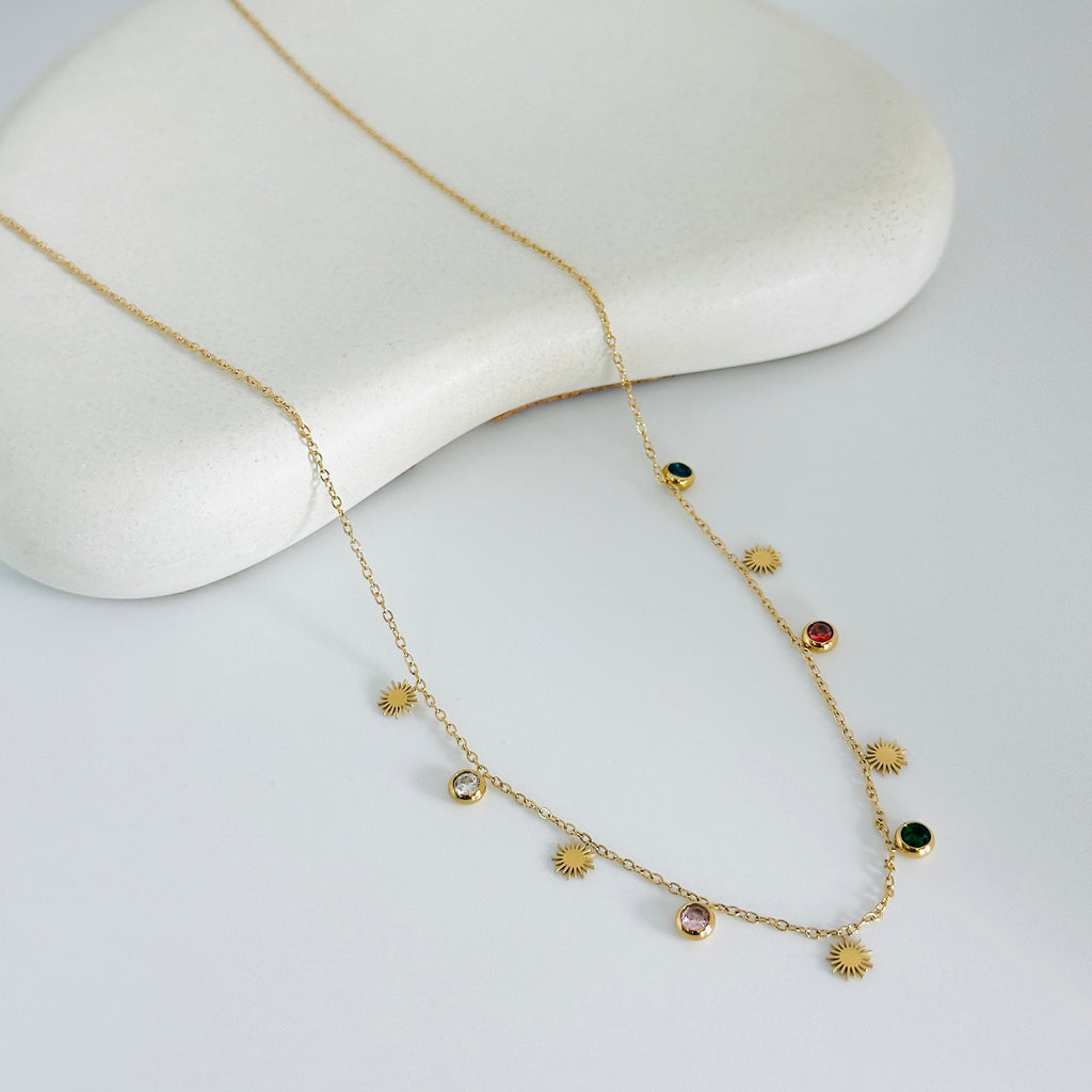 Breeze Multi Stone Gold Necklace