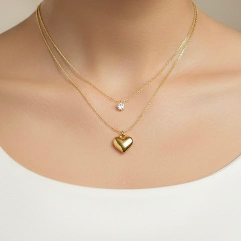 Heart Layered Gold Necklace