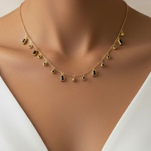 Maria Black Stones Falls Gold Necklace