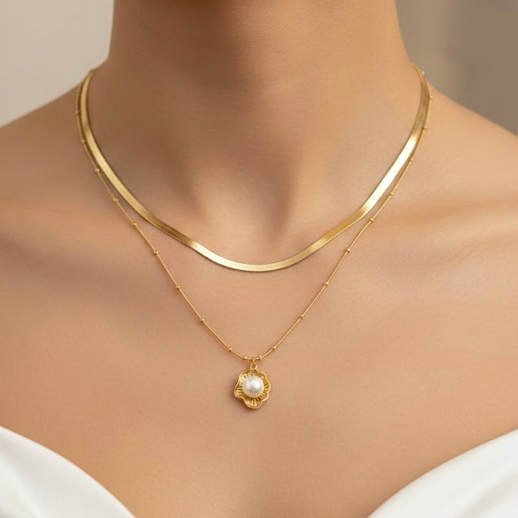 Pearl Layered Gold Necklace