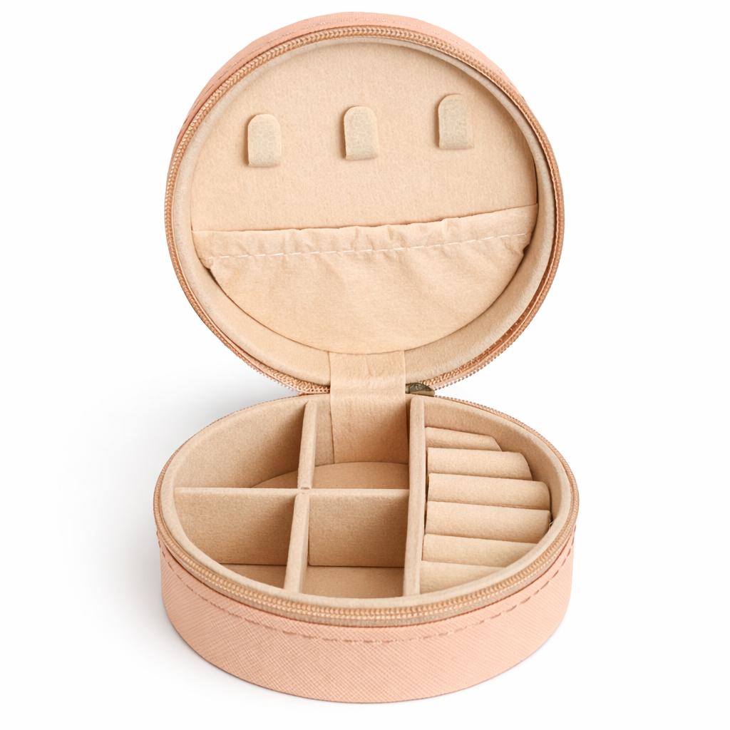 Round Peach Jewellery Box
