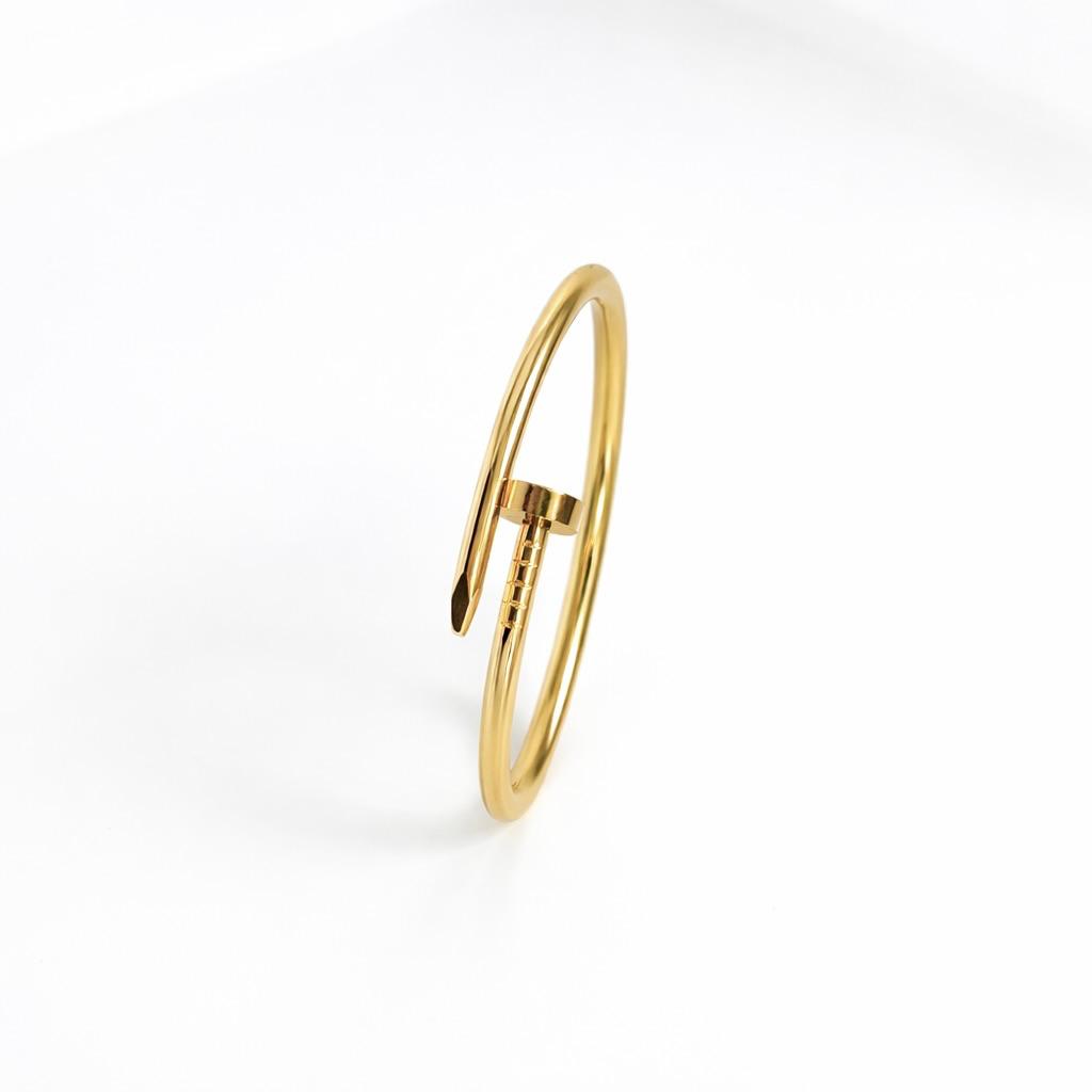 Nail Thin Gold Bangle Bracelet (Free Size)