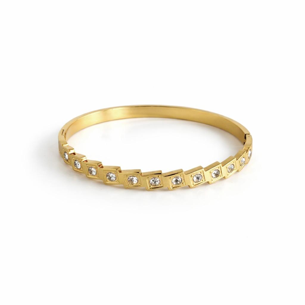 Square Stone Gold Bangle Bracelet
