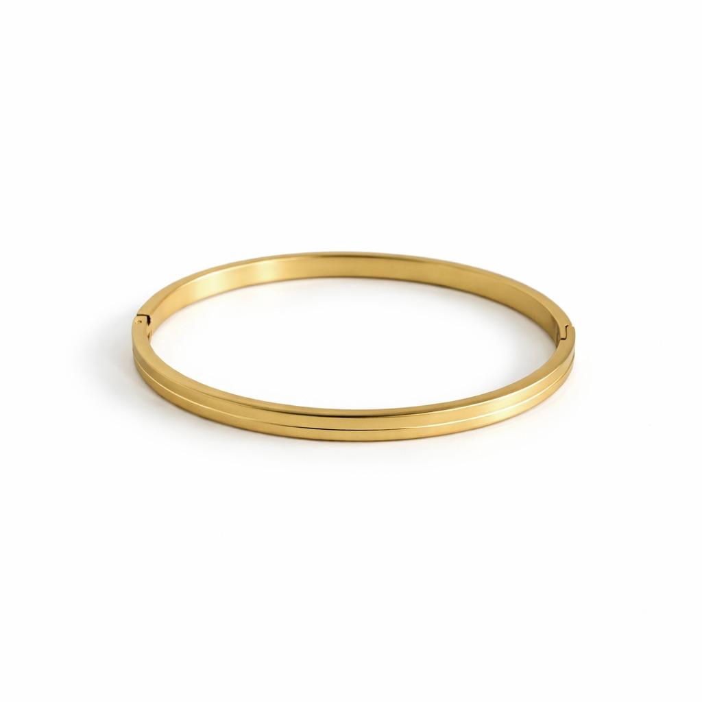 Plain Gold Bangle Bracelet (Free Size)
